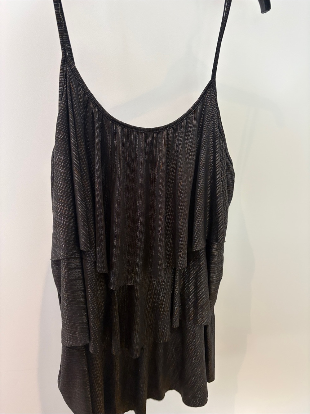 Penningtons Black Metallic Tiered Tank Top